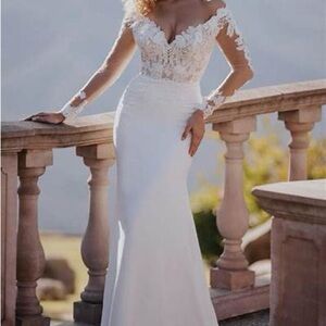 Allure Bridals White Lace Off-Shoulder Gown